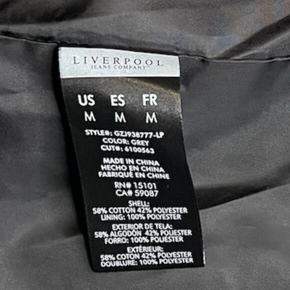 Liverpool Light Gray Medium Weight Trench Jacket Size M - Picture 6 of 6